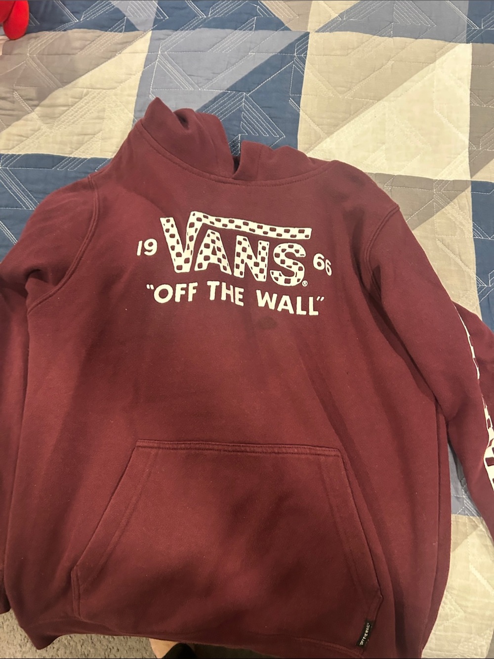 Vans Maroon Crewneck Sweatshirt with White 'Off The Wall' Logo